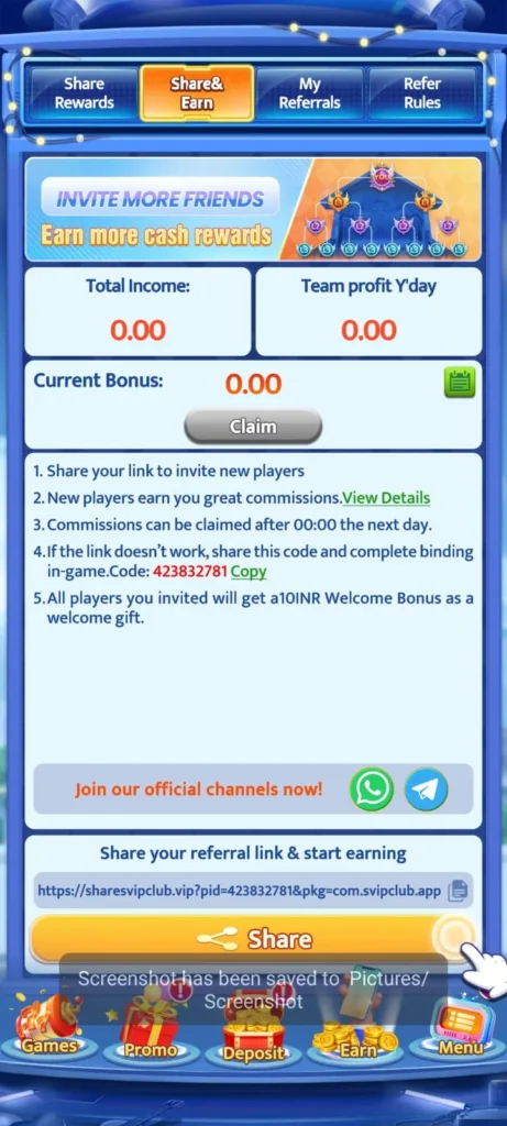 Svip Club Invite and Earn